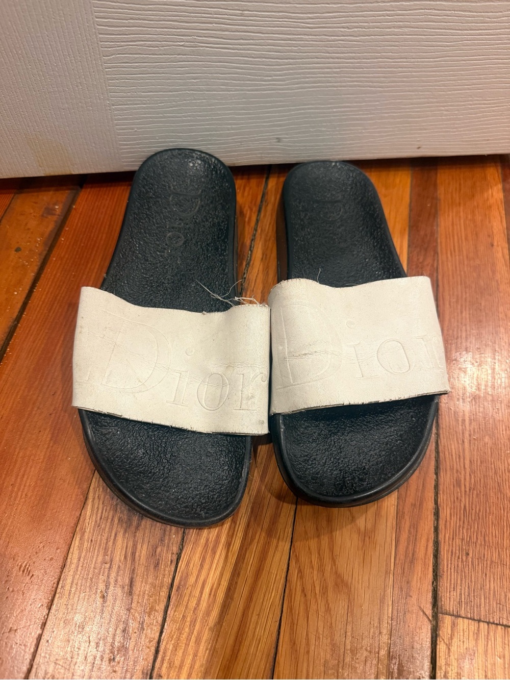 White and Black Slide Sandals